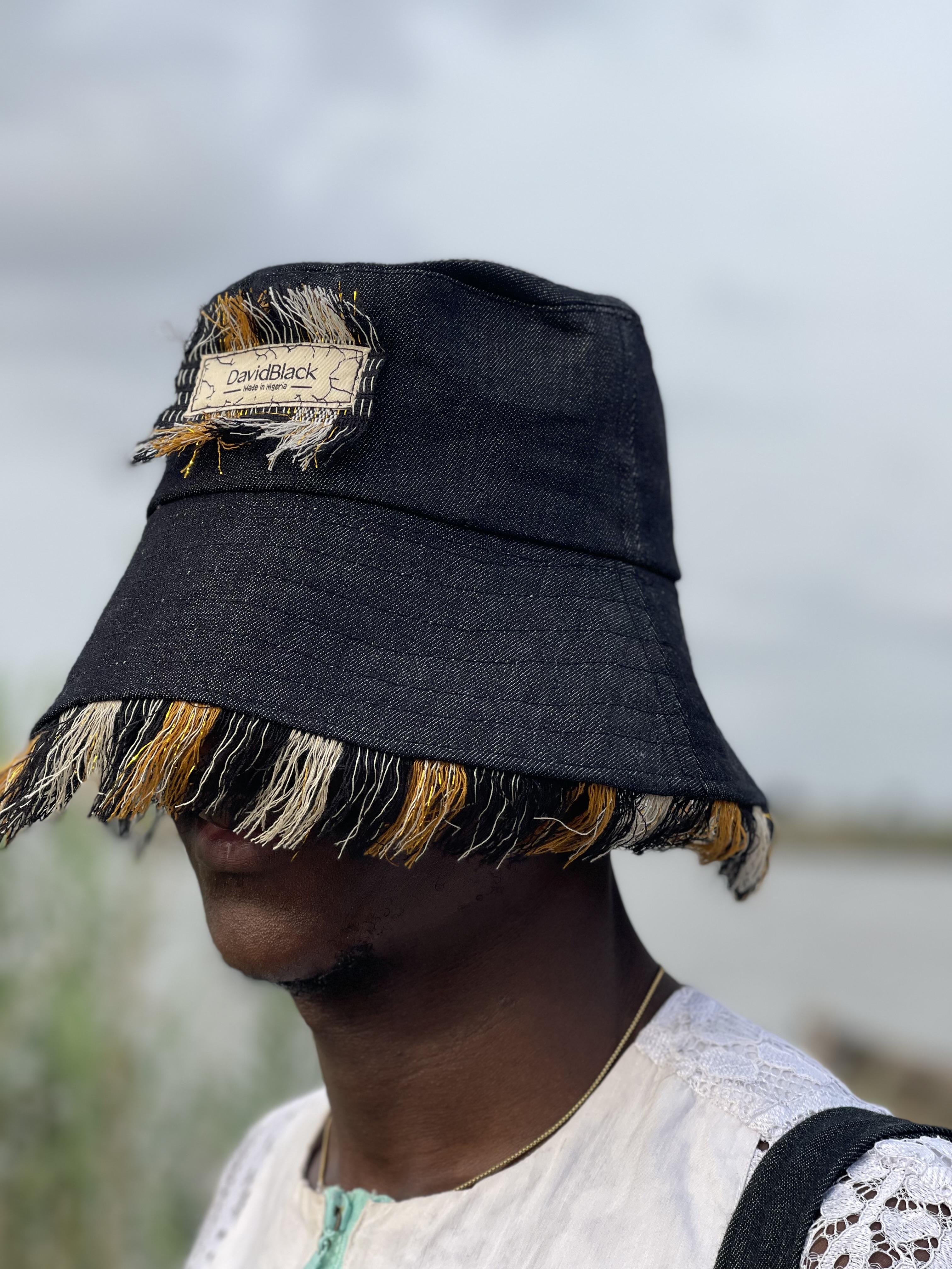 Denim Fringe Bucket hat image