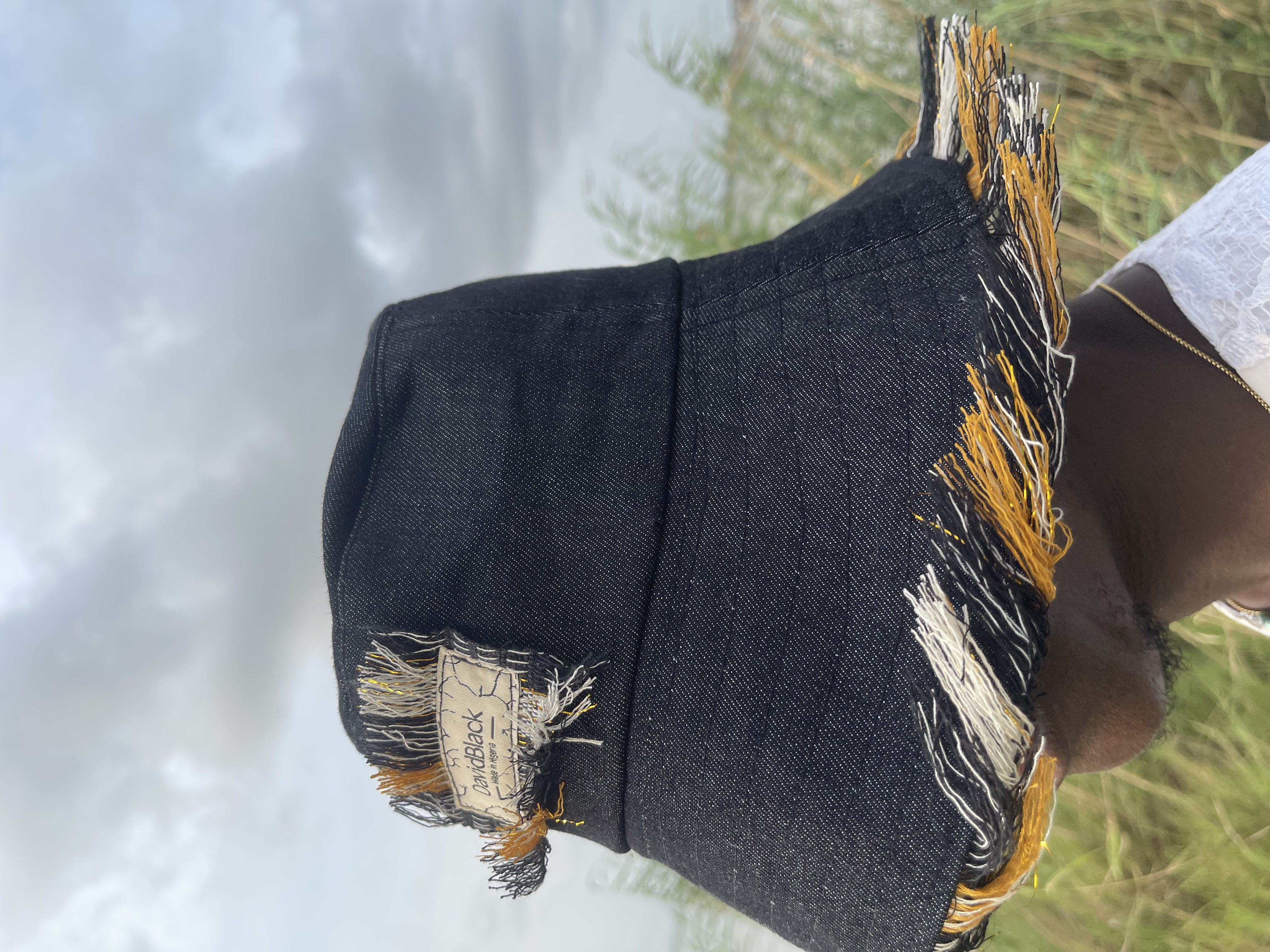 Denim Fringe Bucket hat image