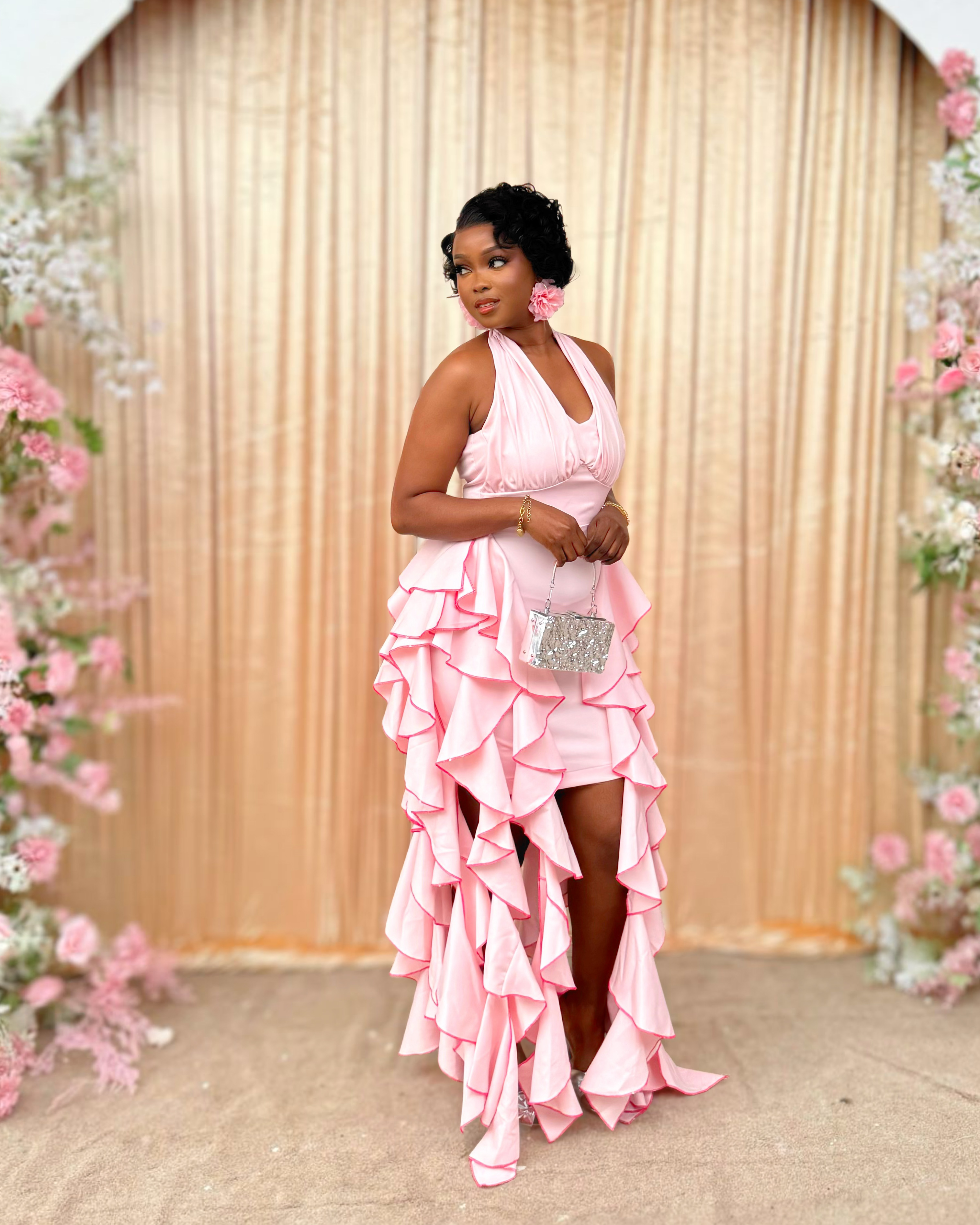 Coco halter neck ruffled dress image