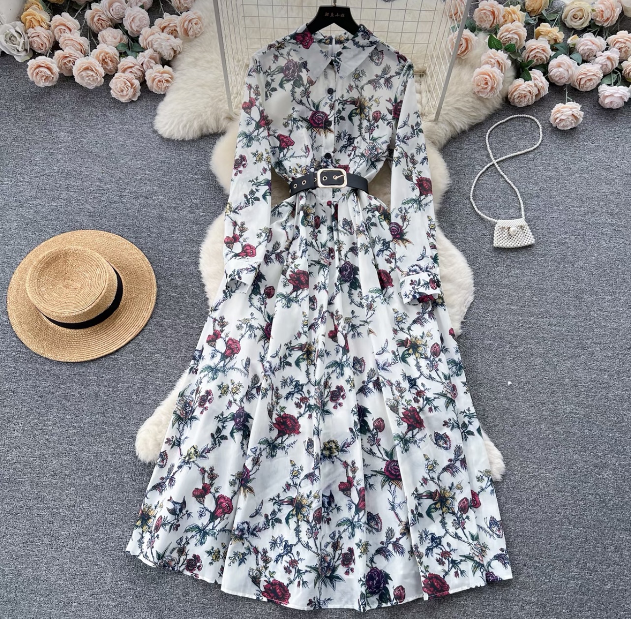 Floral baddie dress & belt FD342 image