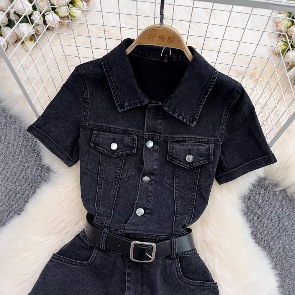 West coast denim jumpsuit & belt JRZZ489 image