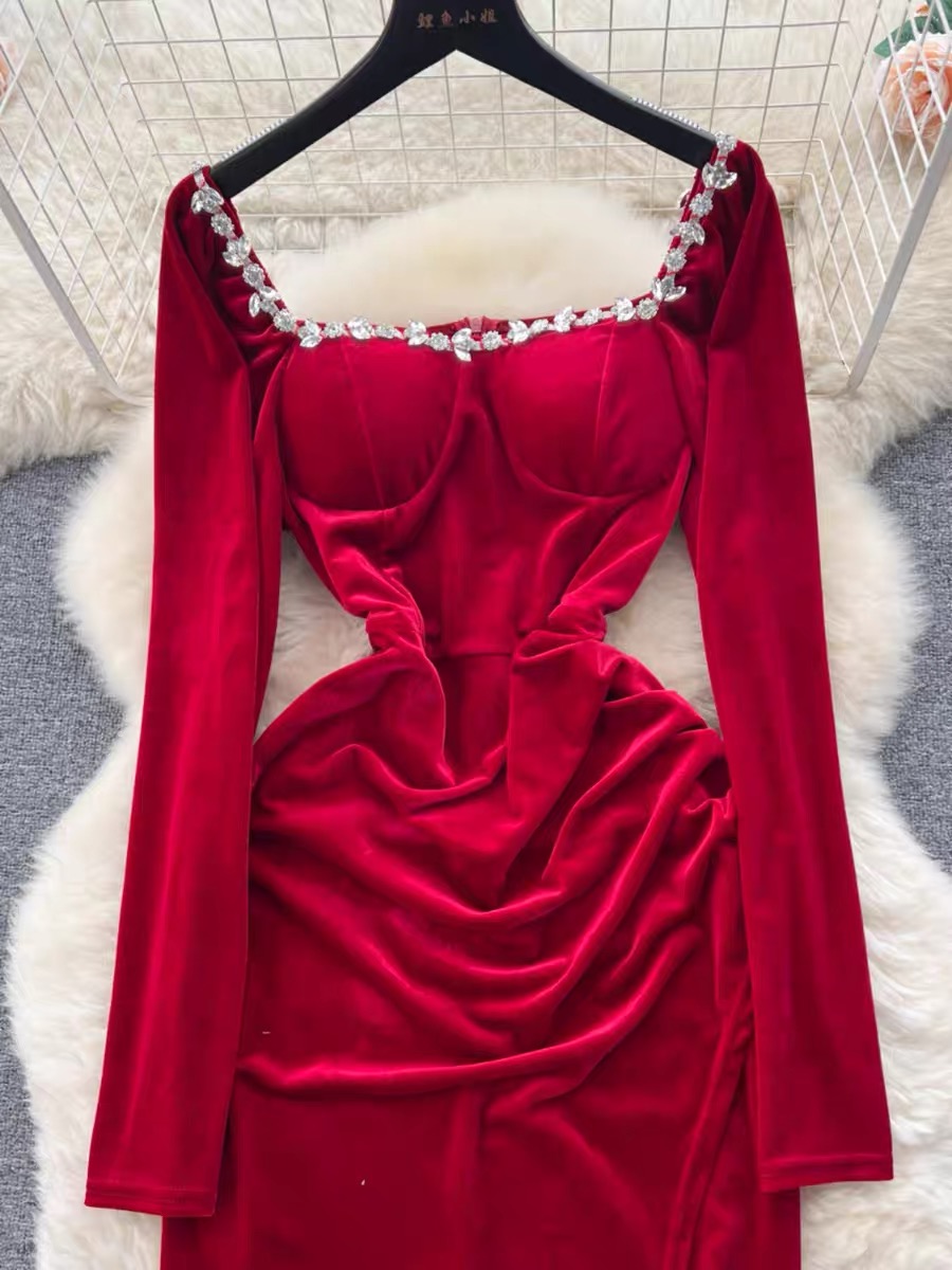 Christmas glow velvet dress FD311 image