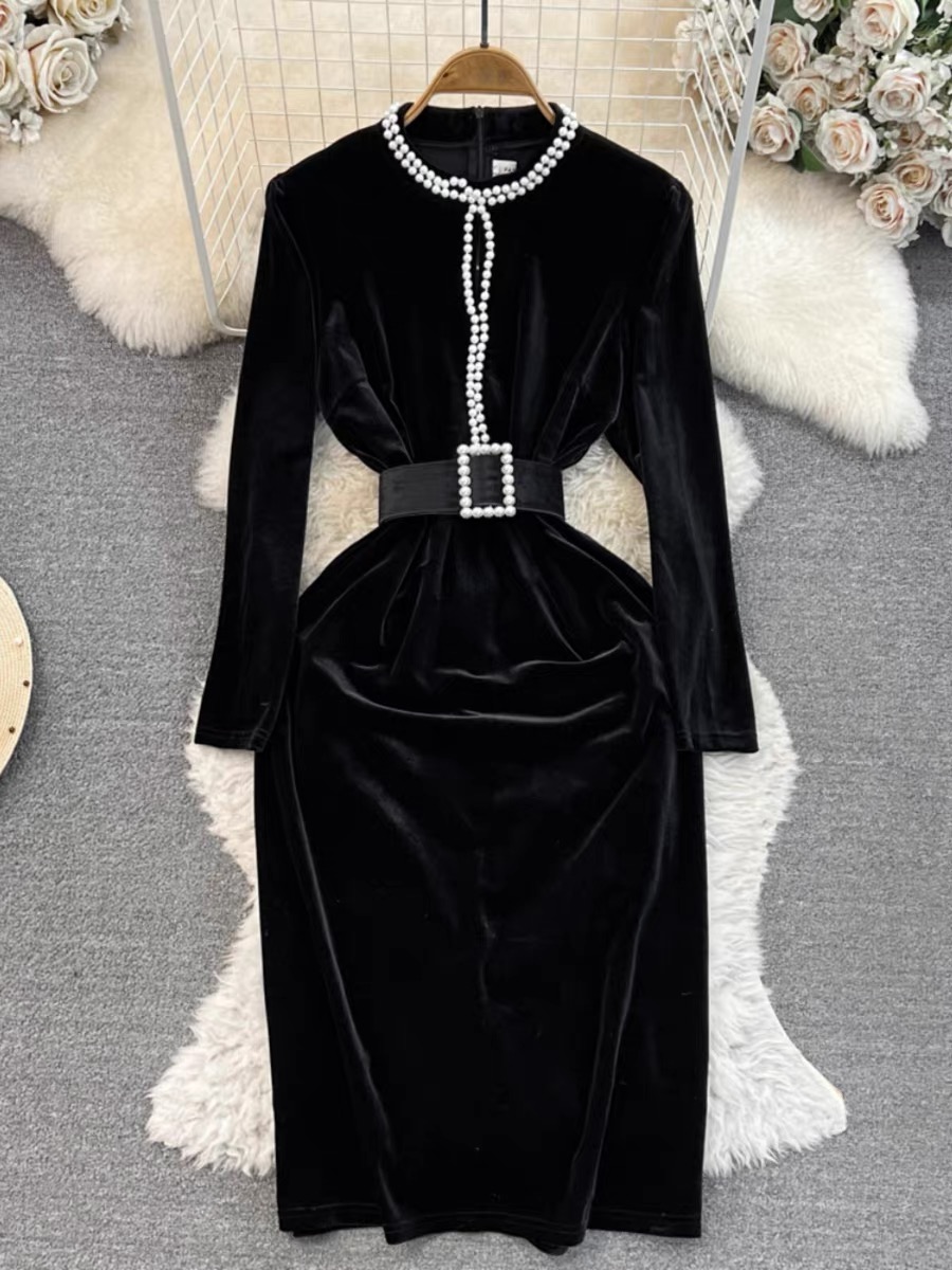 On a business trip beaded velvet dress & belt  FBC100 image