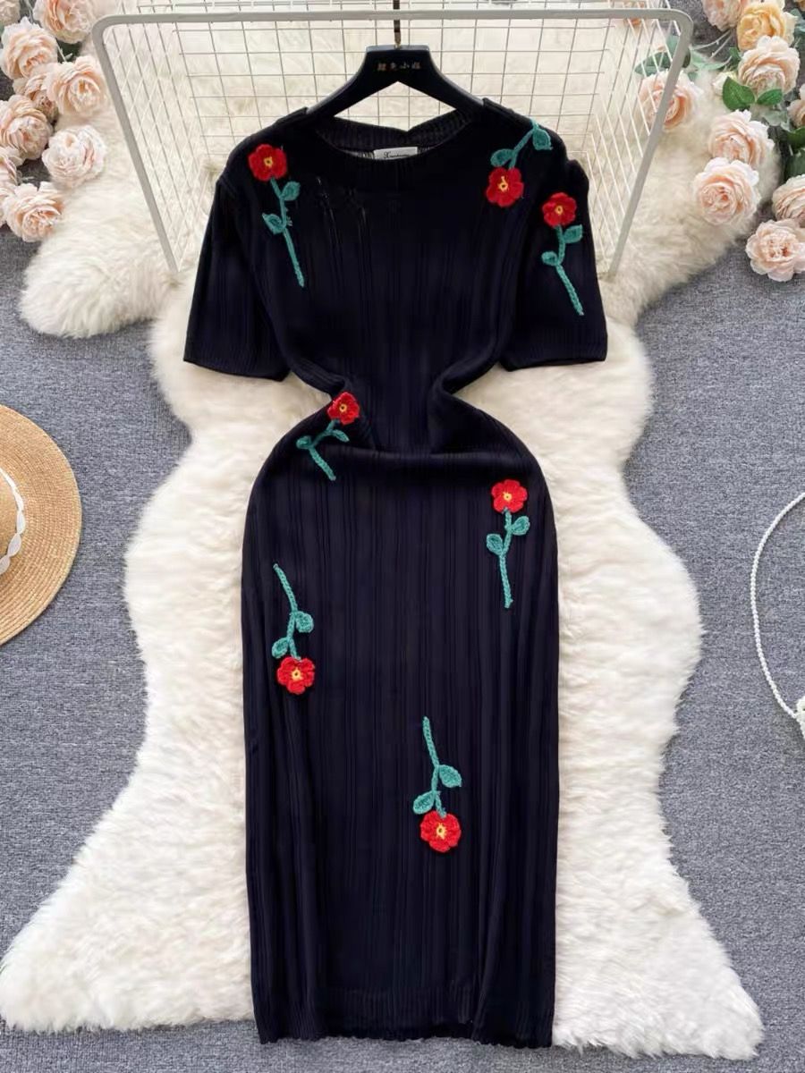 Cross over color sweater gown KBC75 image