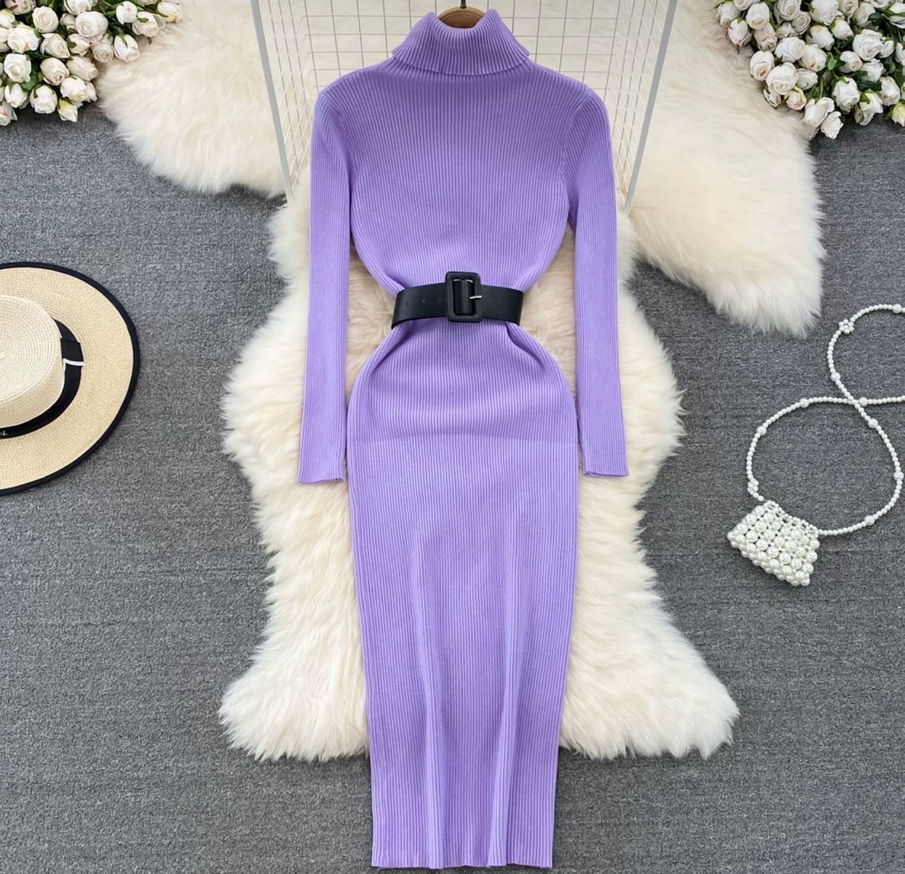 Late nights sweater gown & belt KBC29 image