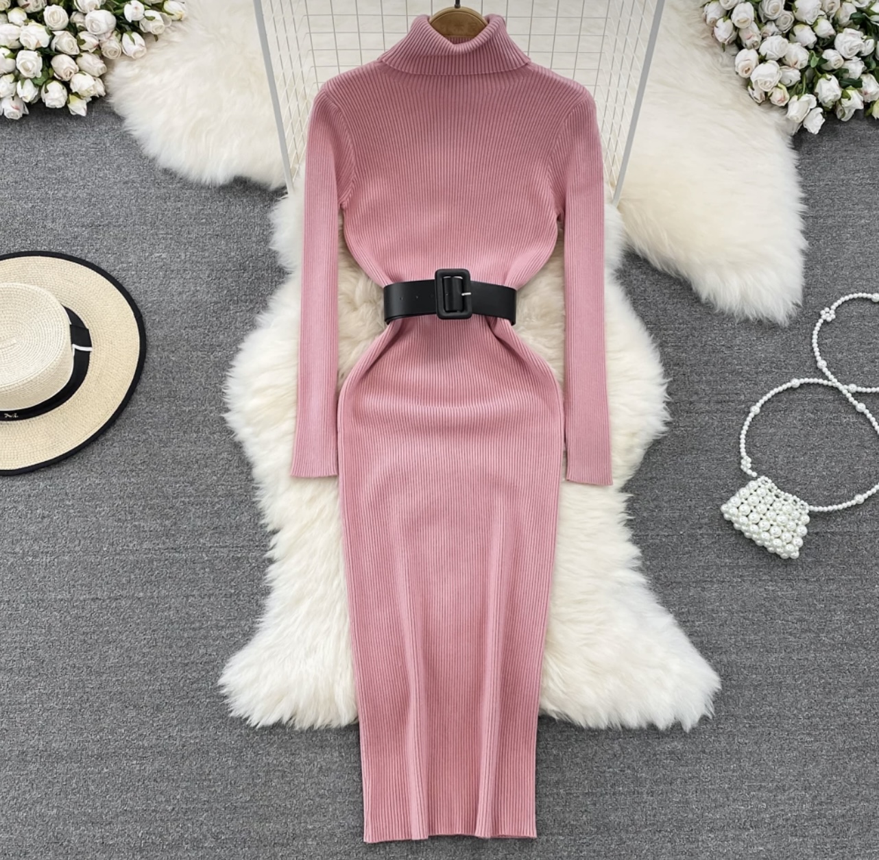 Late nights sweater gown & belt KBC29 image