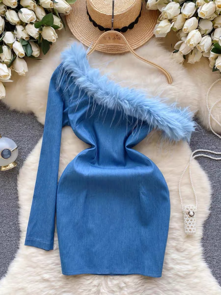 Like what you see Mimi denim fur dress DBC10 image