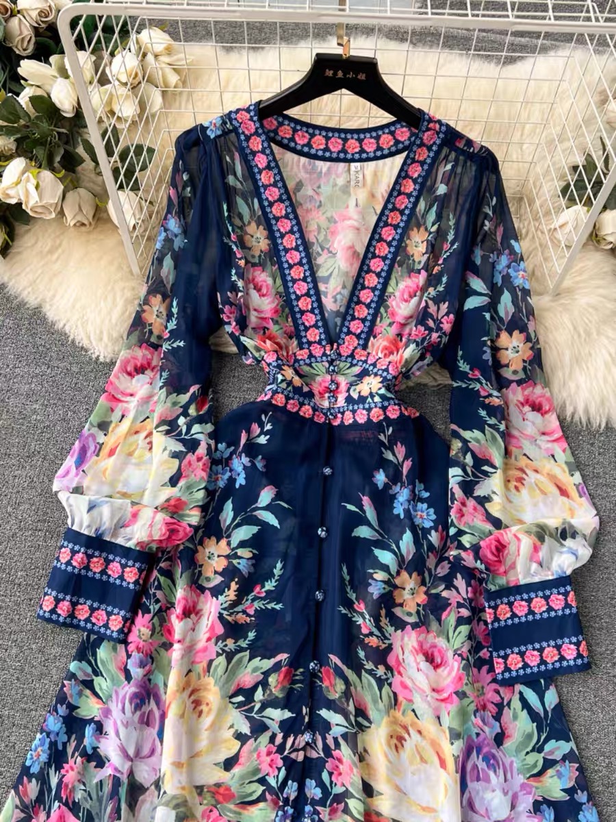 Midnight lover floral print dress ED197 image