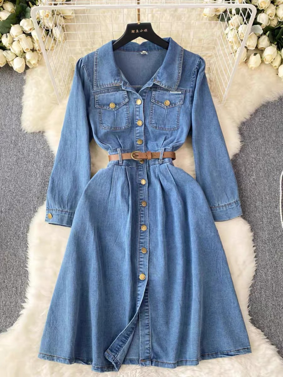 Kerry modern denim dress & belt DD15 image