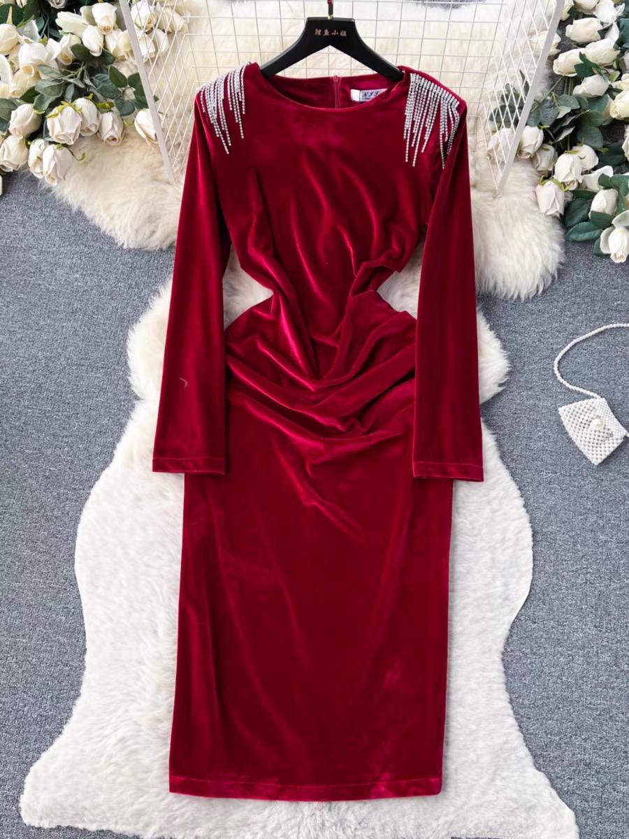 Dinner party velvet banquet dress FBC54 image