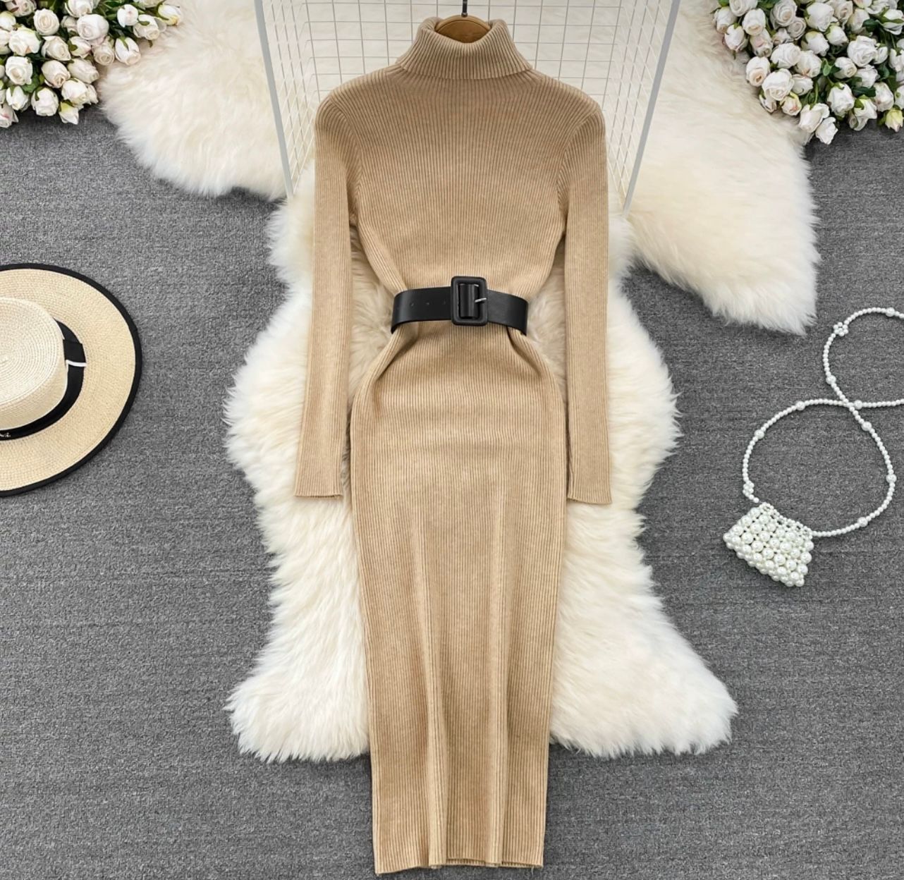 Late nights sweater gown & belt KBC29 image