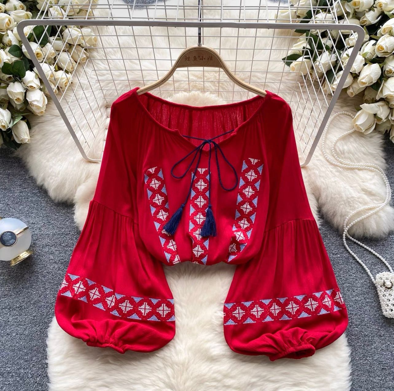 Slay all day embroidery top TZZ1507 image