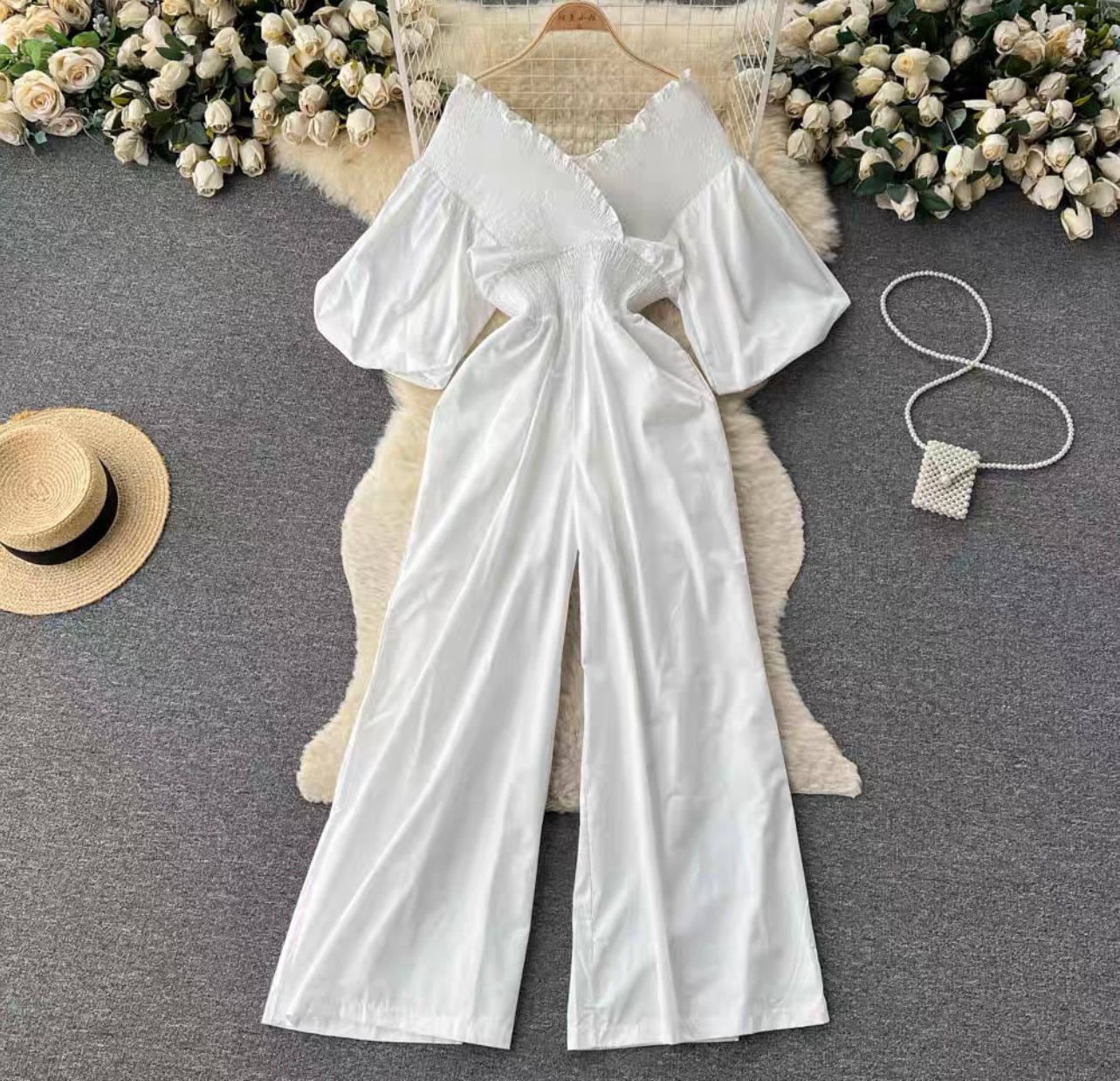 Natural diva ruched jumpsuit JRZZ546 image