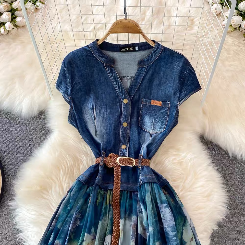 Denim print memories dress DD2 image