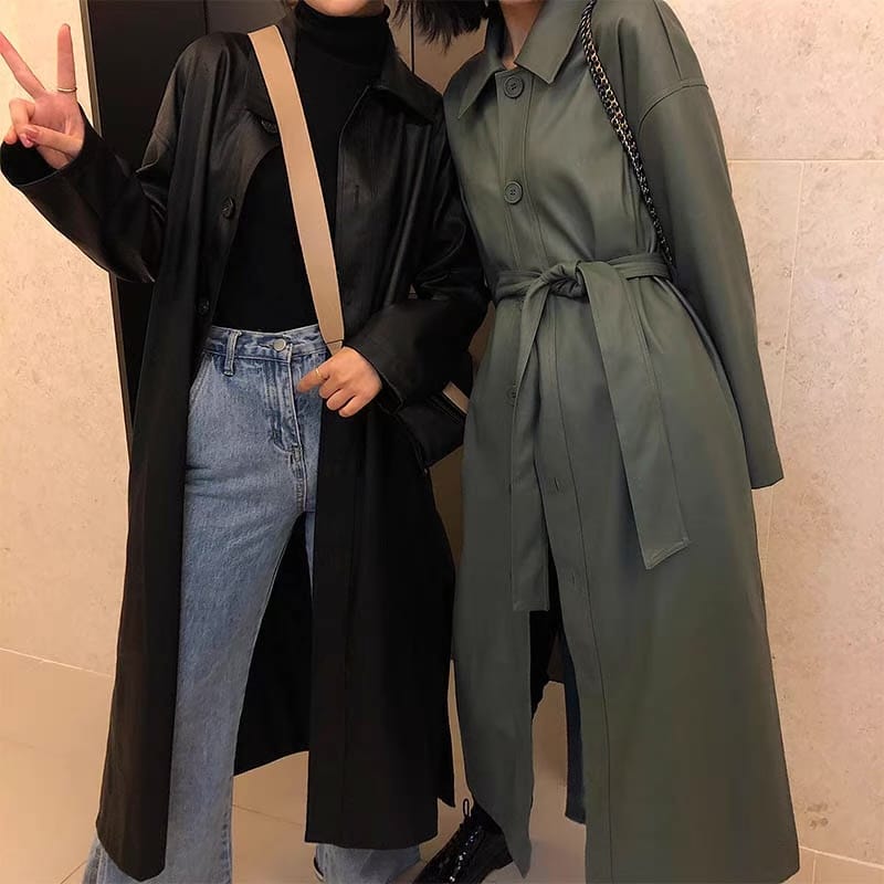 Out with my bestie leather coat LJ104 image