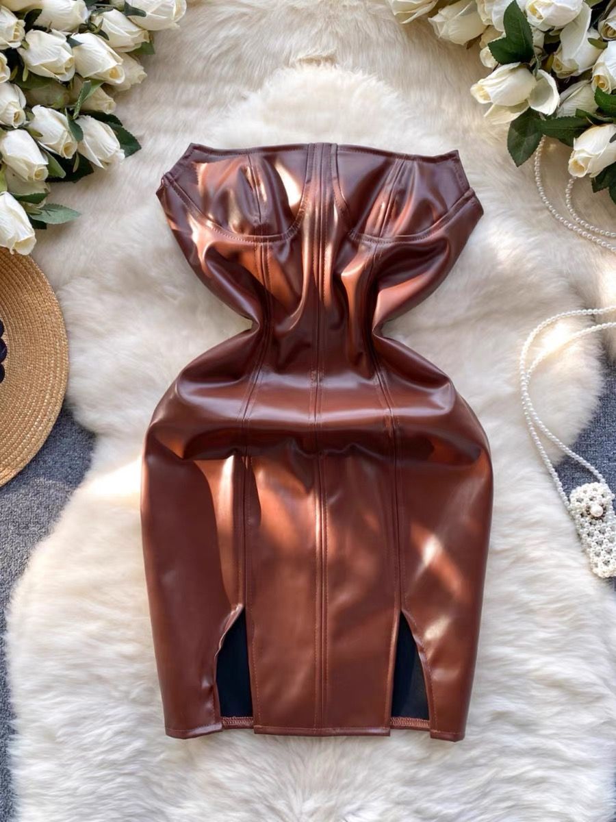 Zero fucks to give leather dress CBC437 image