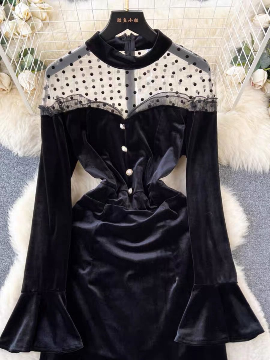 On top of the game velvet  dress FD558 image