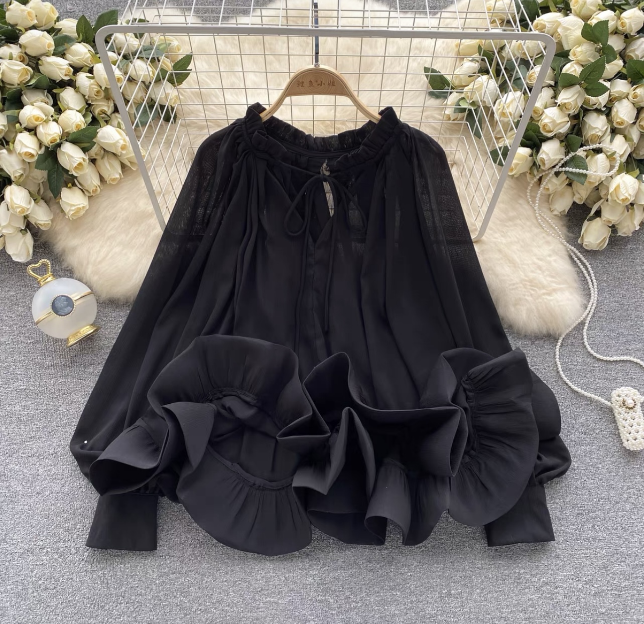 Dinner party ruffle blouse BE154 image