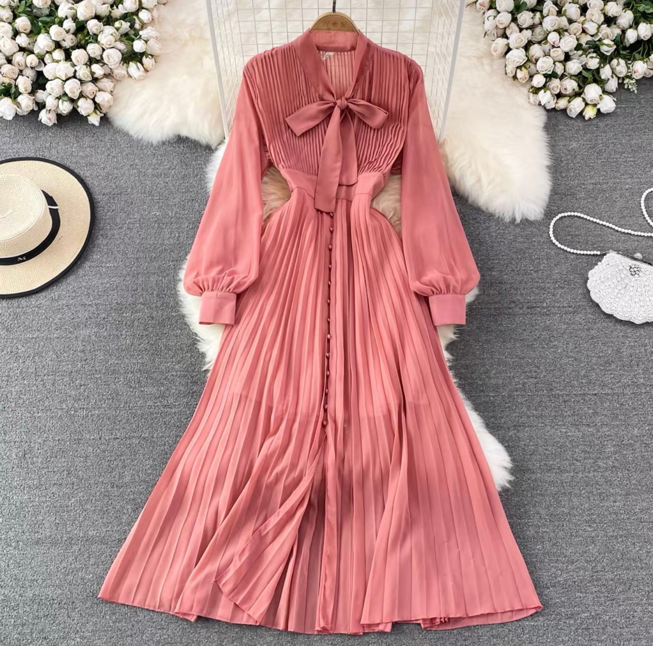 Red carpet pleat dress FD56 image