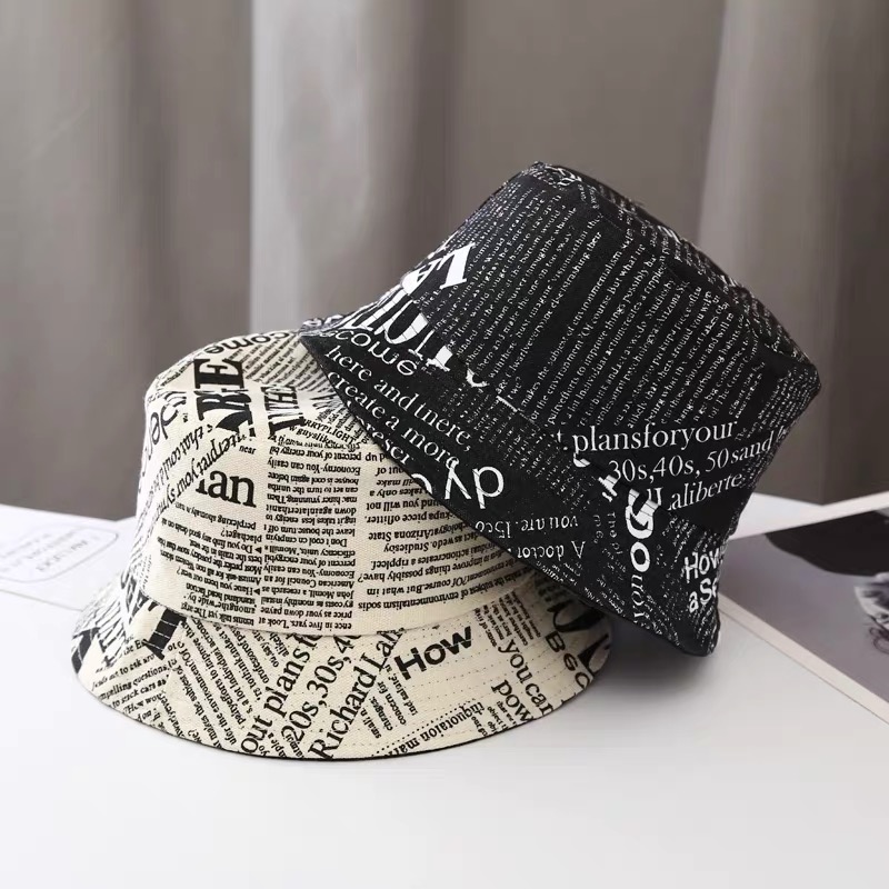 Newspaper print bucket hat HW111 image