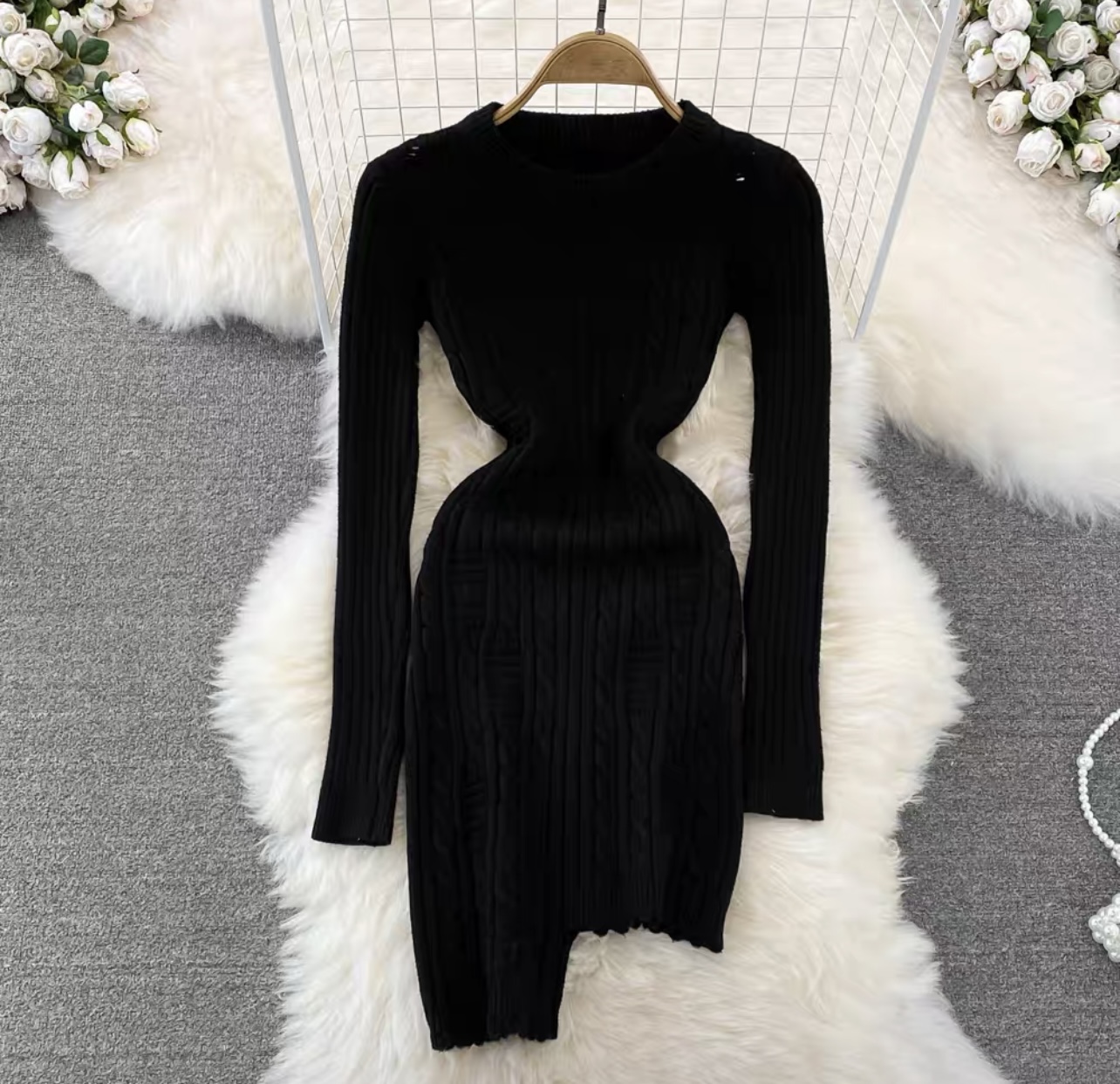 Champagne body knit gown KBC35 image