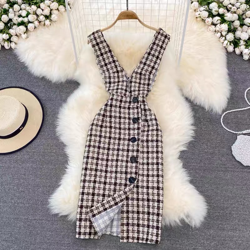 Midi plaid dress set FBC18 image