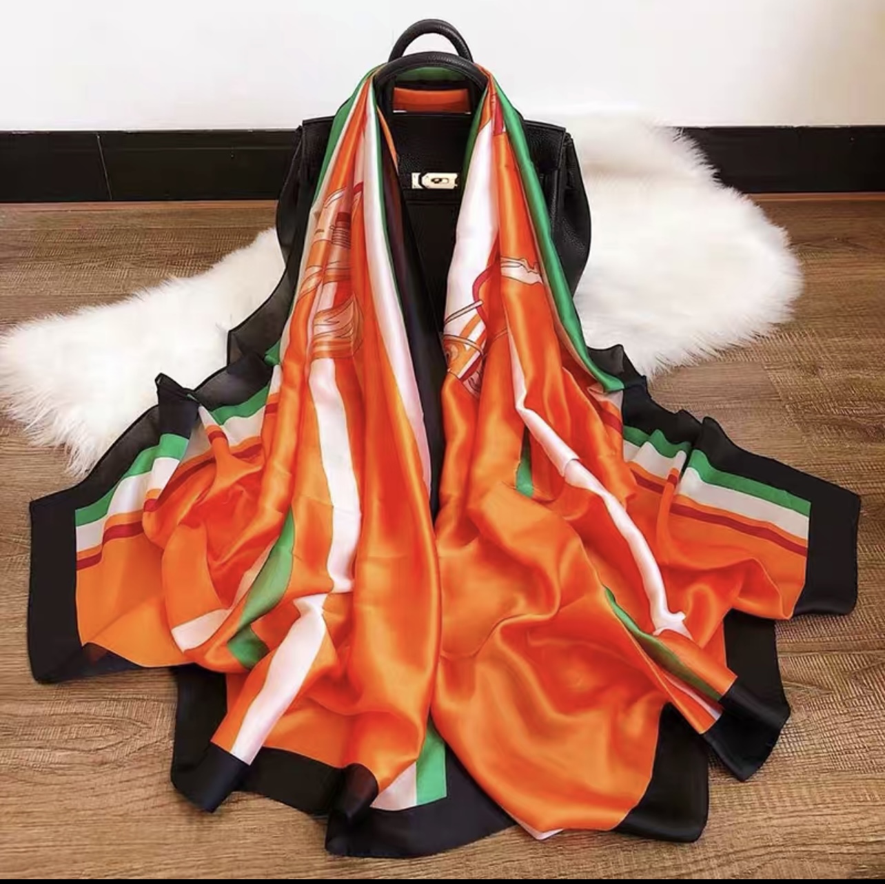 Hermes style print scarf HW117 image