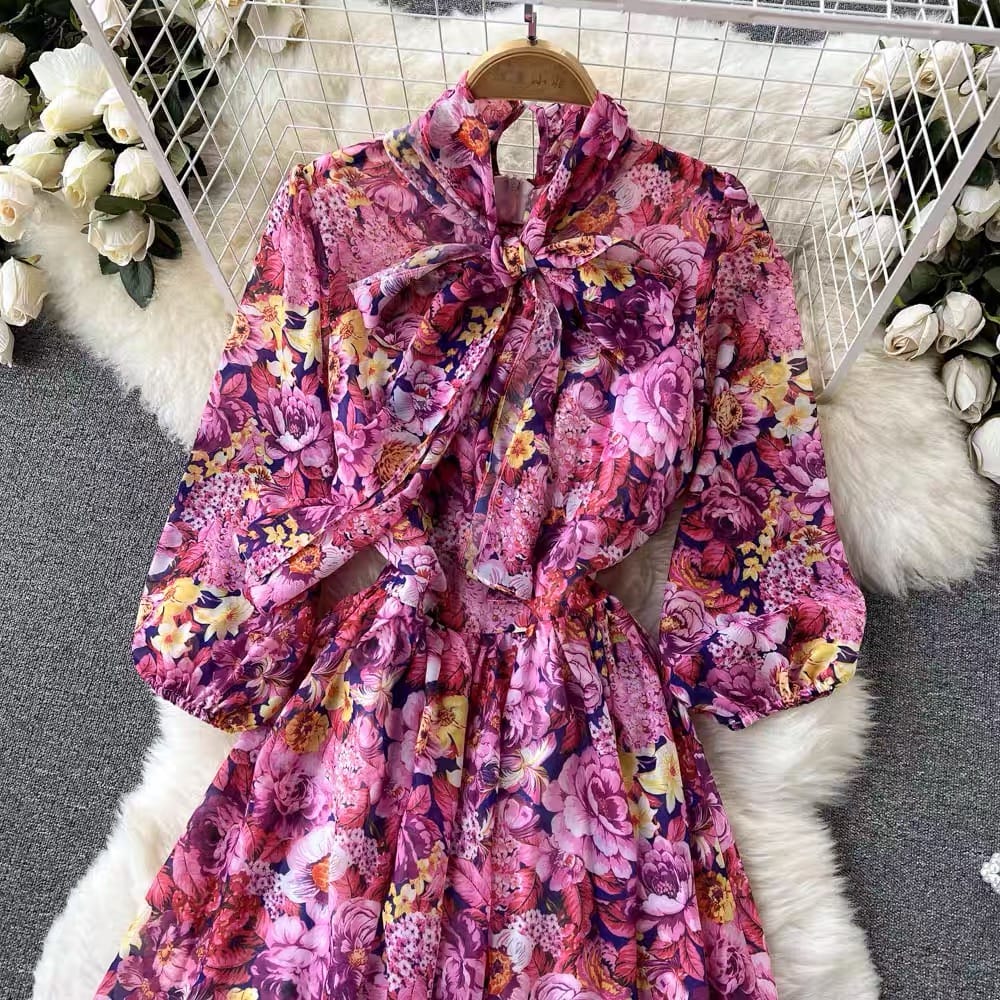 She works hard for the money print dress CD65 image