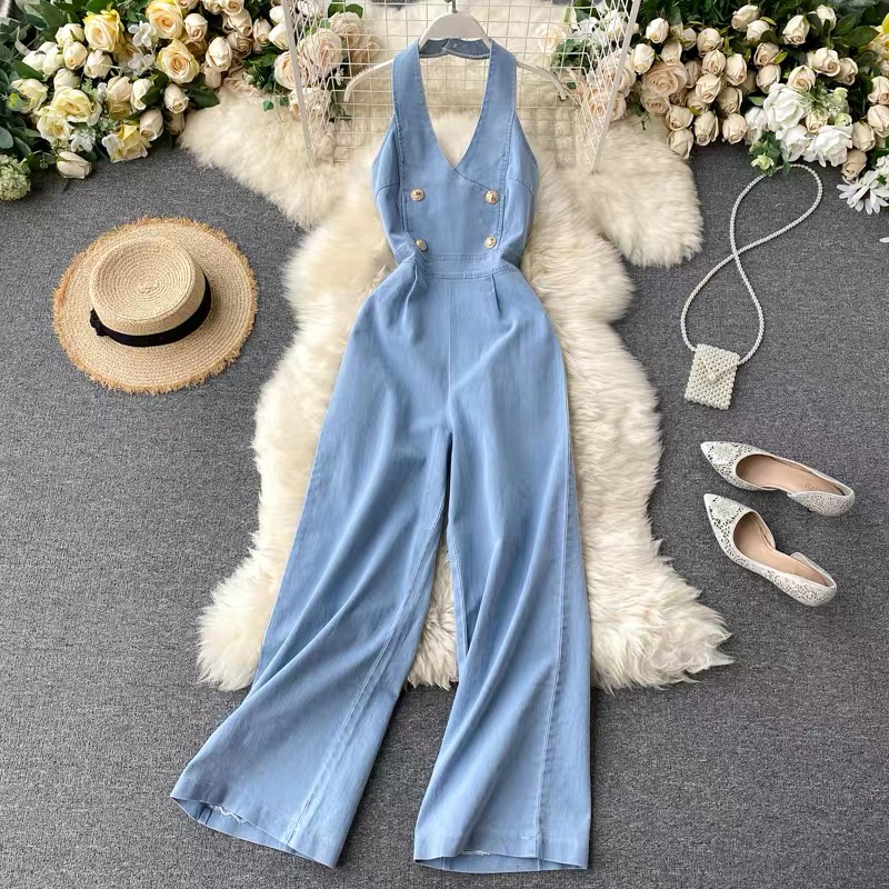Walk my way sleeveless denim jumpsuit JRZZ156 image
