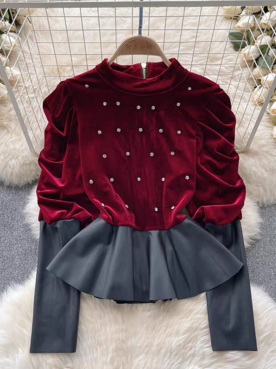 Downtown girl velvet Blouse BE286 image