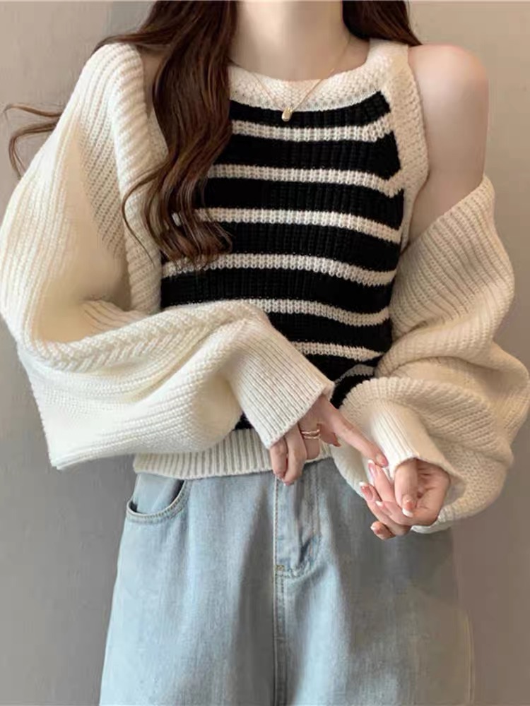 Soft life babe knit tank top & sweater shawl TZZ1314 image