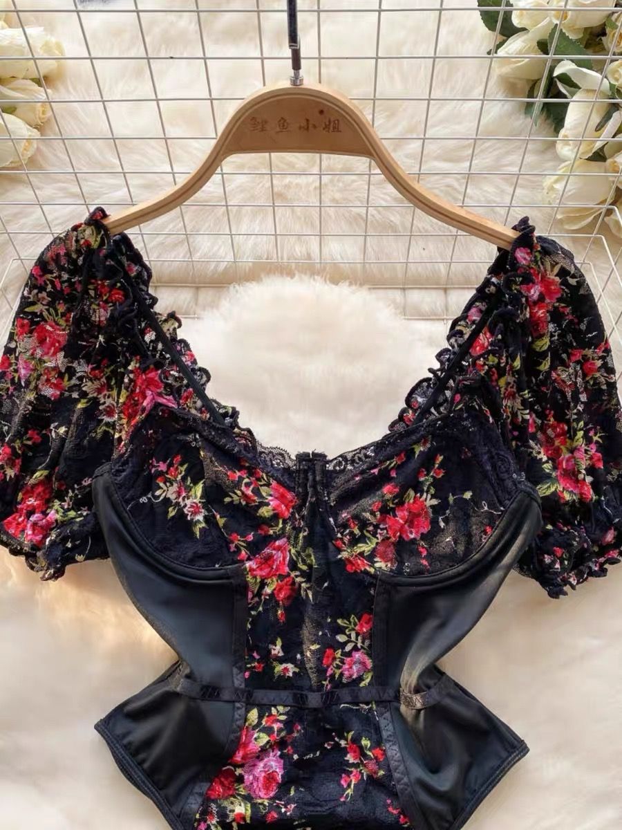 Looking like a star floral bodysuit top TZZ2205 image