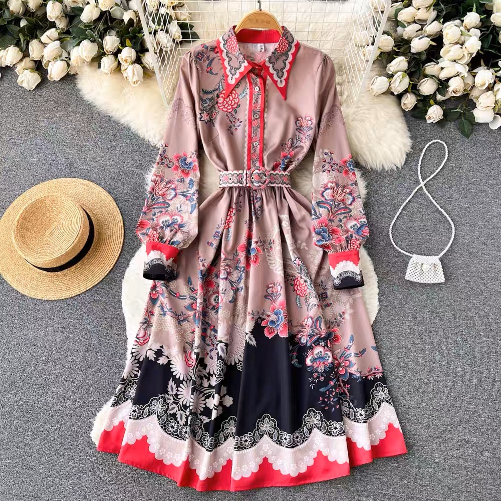 Sunset dinner print dress ED61 image