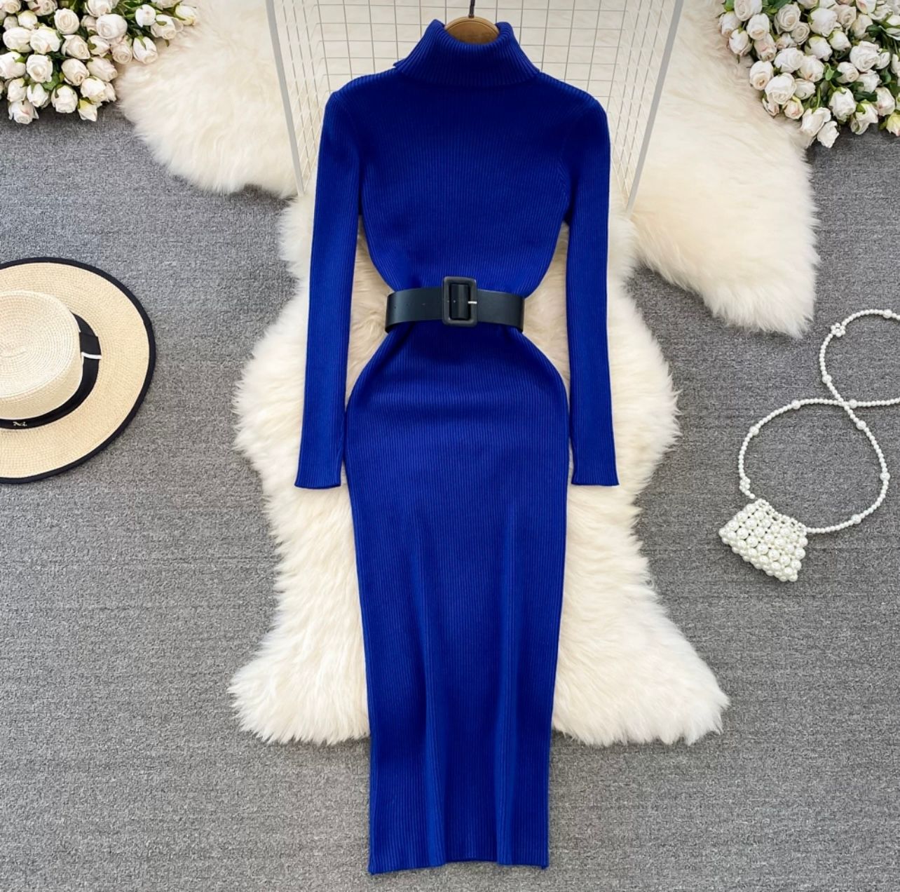 Late nights sweater gown & belt KBC29 image