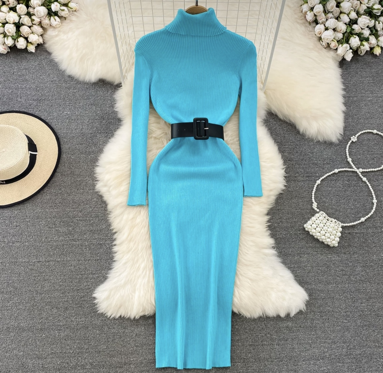 Late nights sweater gown & belt KBC29 image