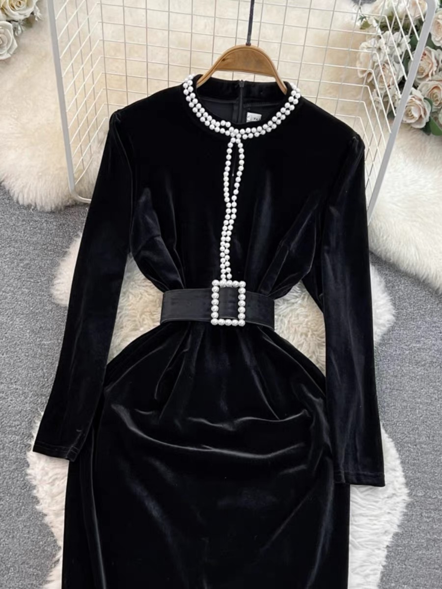 On a business trip beaded velvet dress & belt  FBC100 image