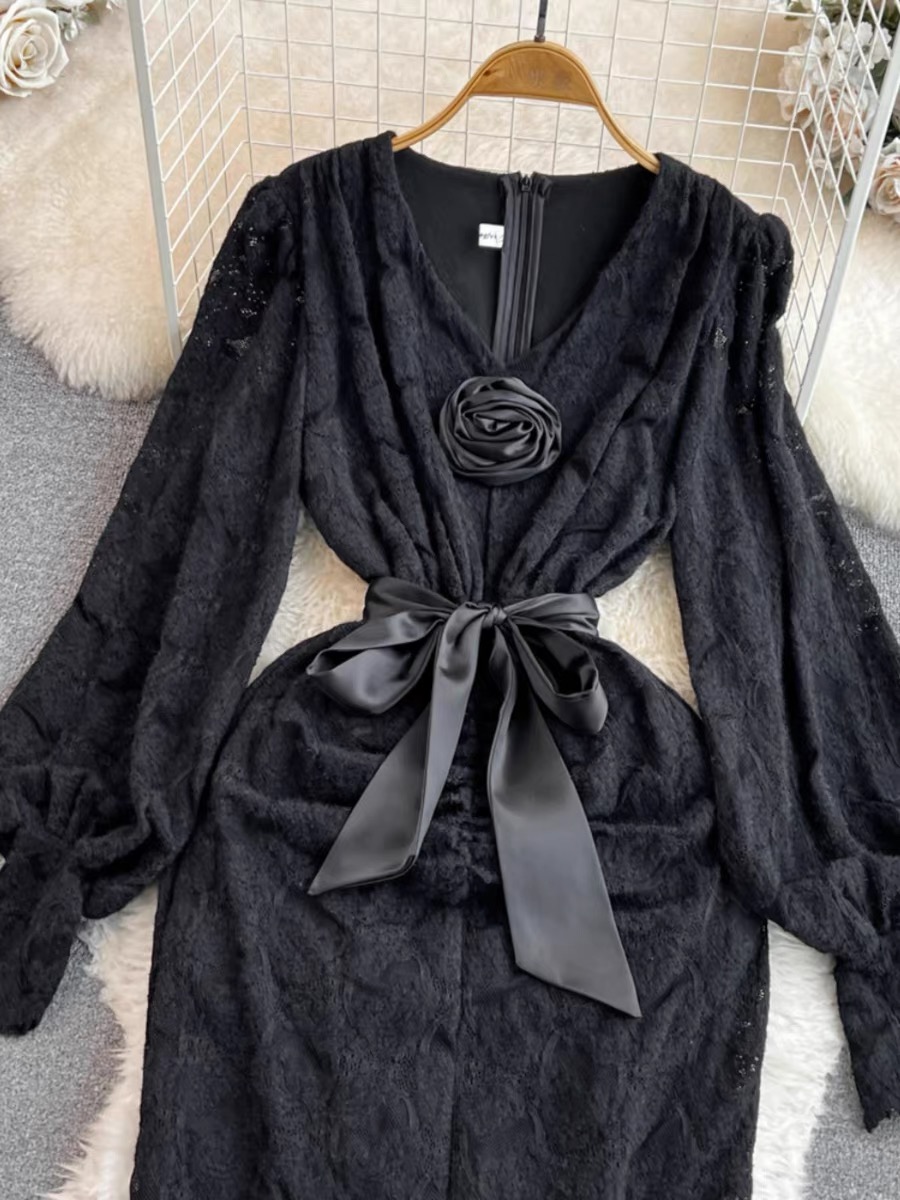 Dinner party sheer lace dress CBC368 image