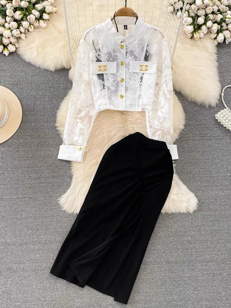 Print this out lace jacket set TPZZ2332 image