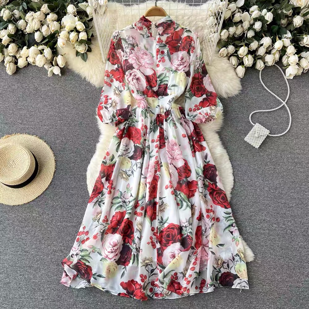 She works hard for the money print dress CD65 image