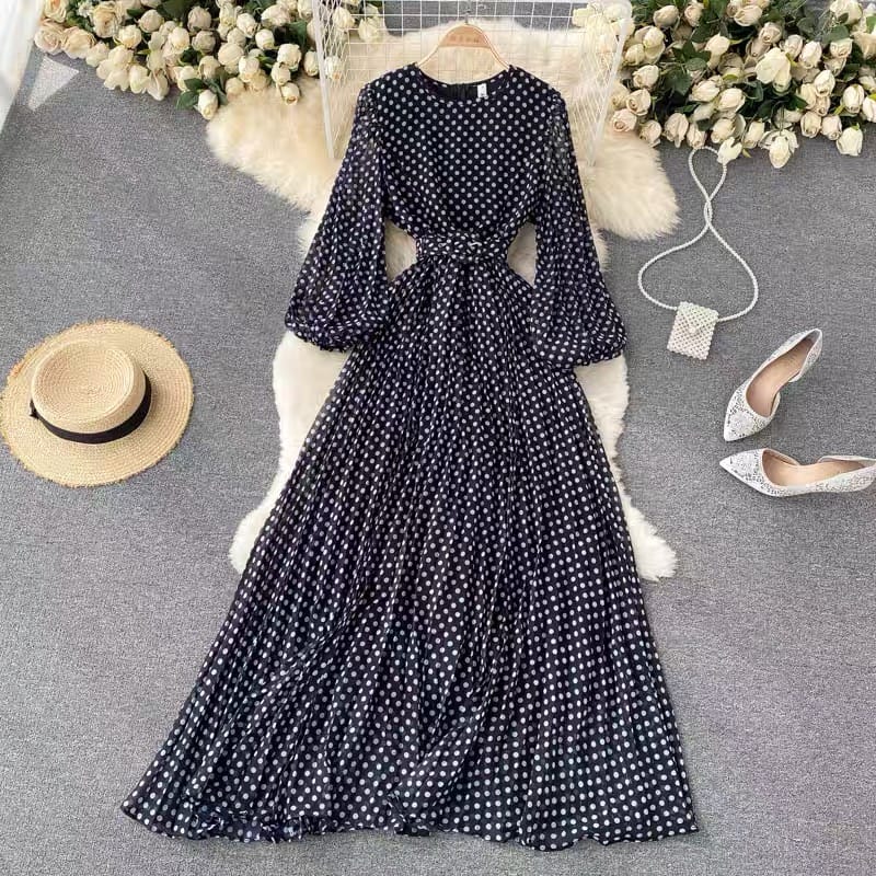 City sleek polka dot dress & belt FD27 image