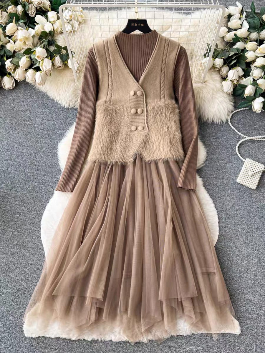 One more vacay sweater dress & waist coat KD138 image