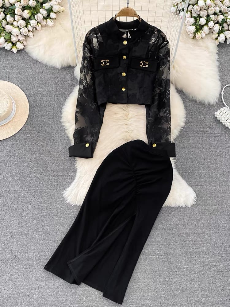 Print this out lace jacket set TPZZ2332 image