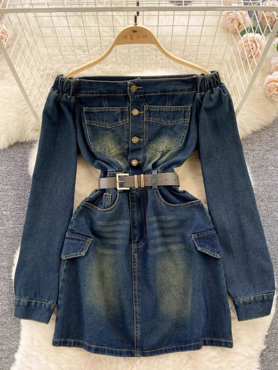 Lights and cameras denim Dress & belt DD23 image