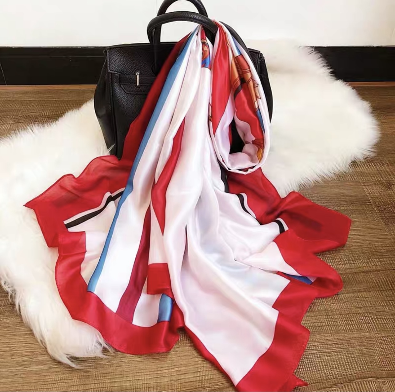 Hermes style print scarf HW117 image