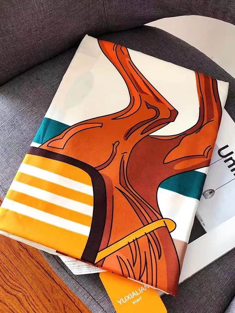 Hermes style print scarf HW117 image
