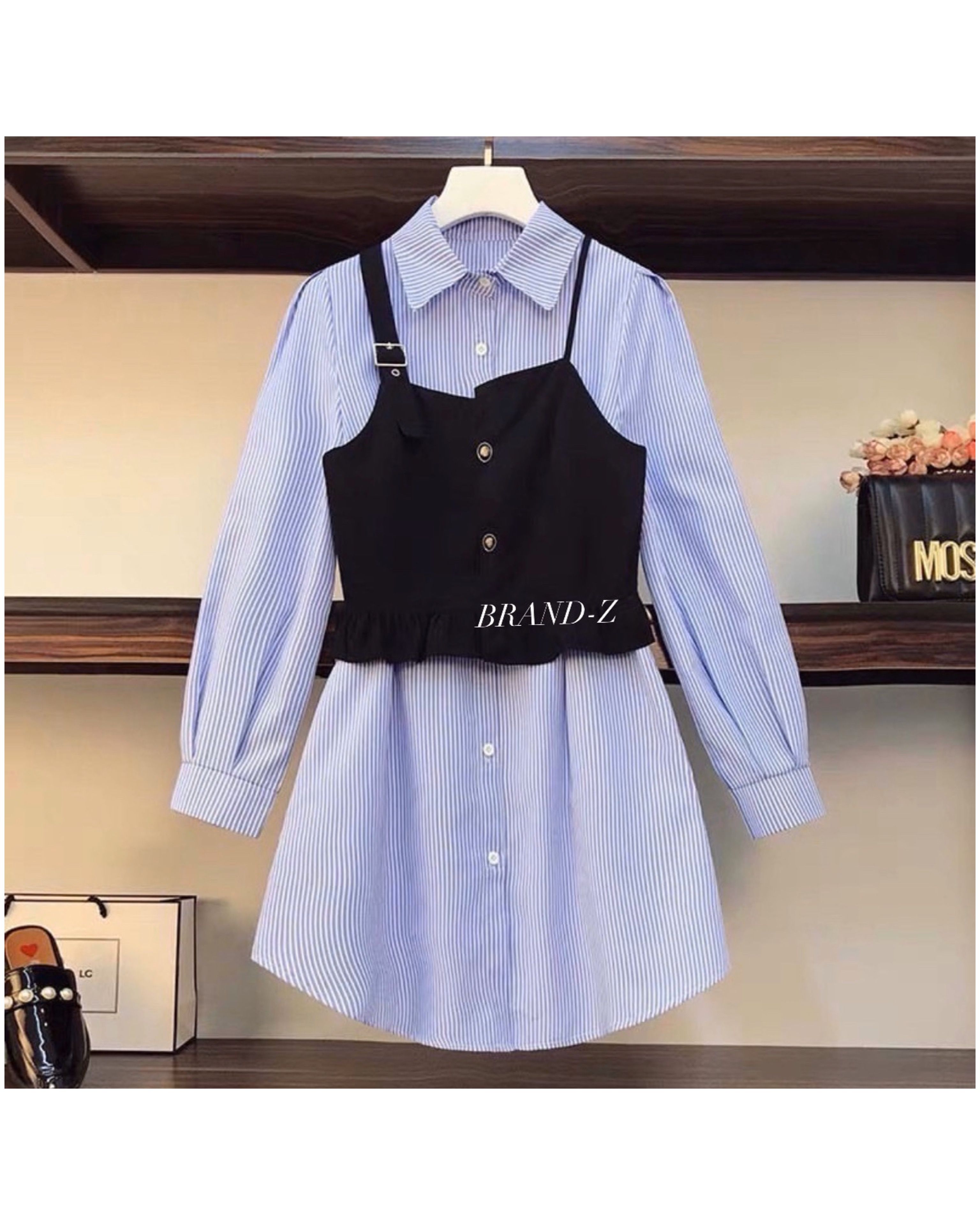 Military style waist coat & stripe shirt SDZZ103 image