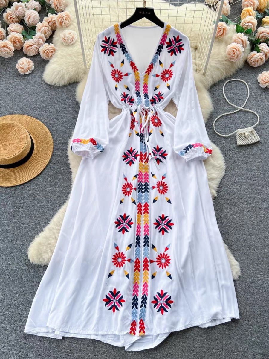 Extra slay vibe embroidery dress CD454 image