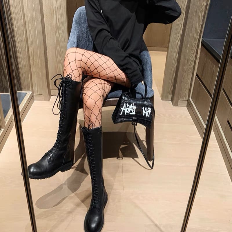 Fishnet leggings for ripped jeans image