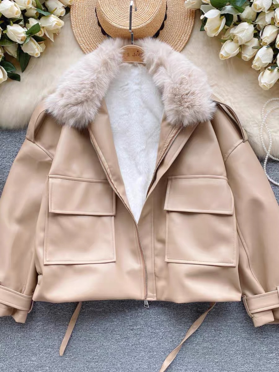 Oh Lala designer leather fur jacket LJ116 image