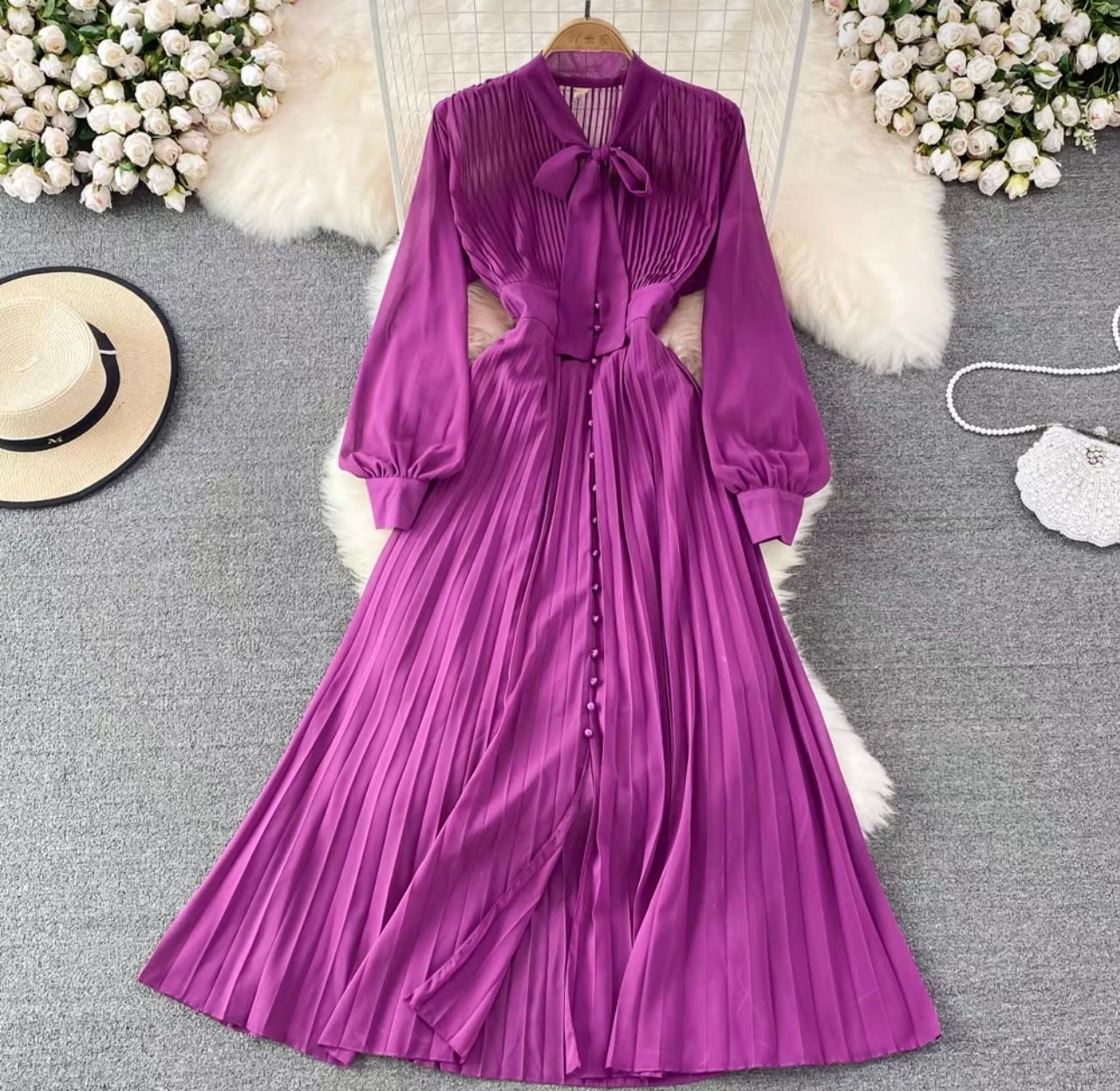 Red carpet pleat dress FD56 image